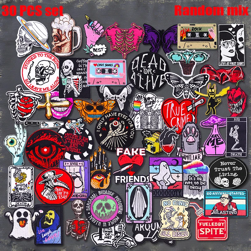 Parche bordado termoadhesivo calavera horror punk para chaquetas - imagen 2