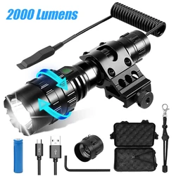 Linterna táctica recargable 2000 lúmenes zoomable con clip para airsoft