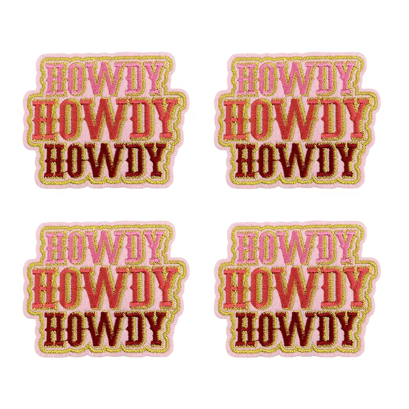Parche bordado dibujos animados Western Cowboys rosa letra - para ropa - imagen 2