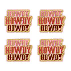 Parche bordado dibujos animados Western Cowboys rosa letra - para ropa