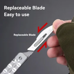 Cuchillo plegable táctico de acero inoxidable con hoja intercambiable