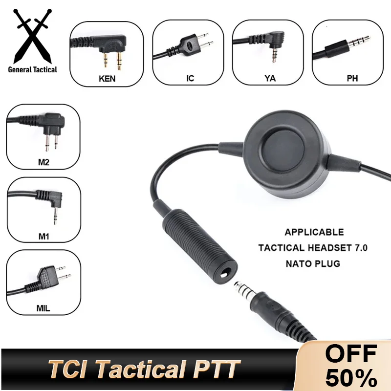 Auricular PTT táctico TCI para Kenwood ICOM Motorola Yaesu