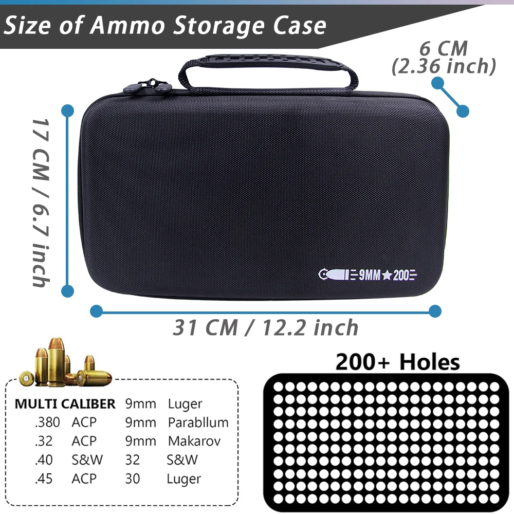 Caja de munición táctica con cerradura, resistente para 9 mm - imagen 2