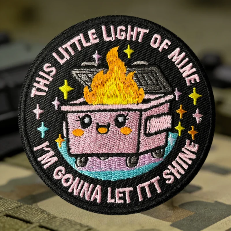 Dumpster Fire Parche táctico bordado con velcro gancho y bucle