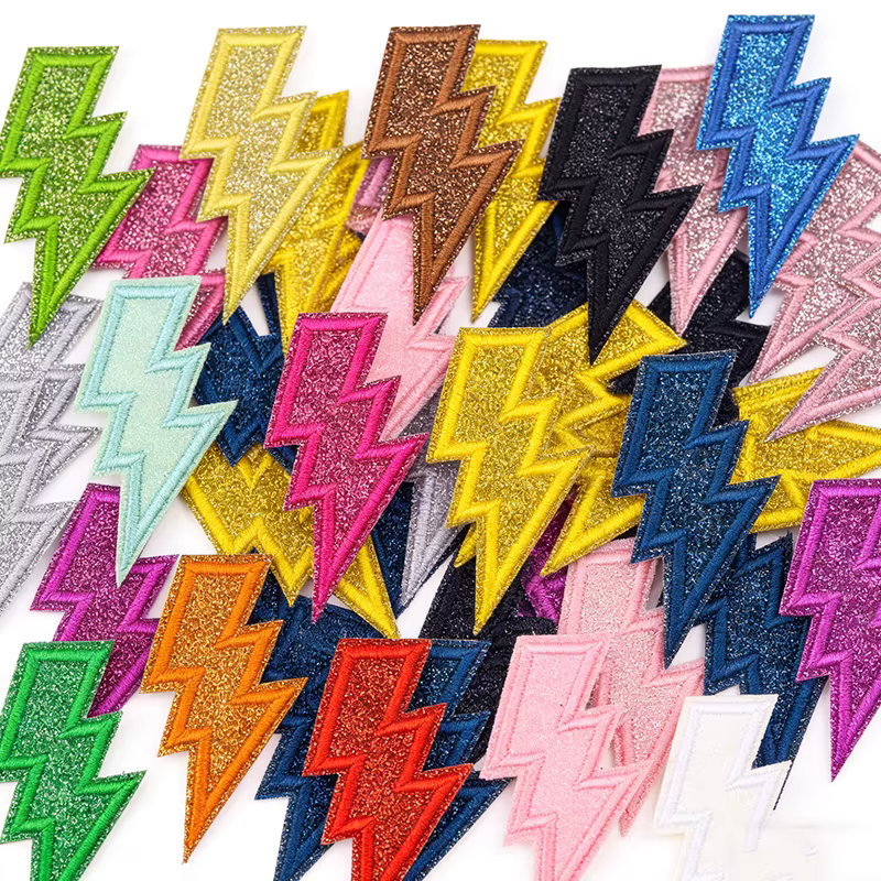 Parches termoadhesivos bordados rayo glitter para ropa DIY - imagen 4