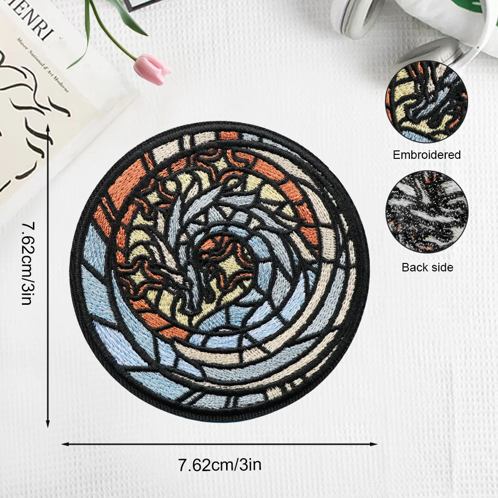 Parche termoadhesivo bordado dragón refractivo – Insignia táctica para gorra