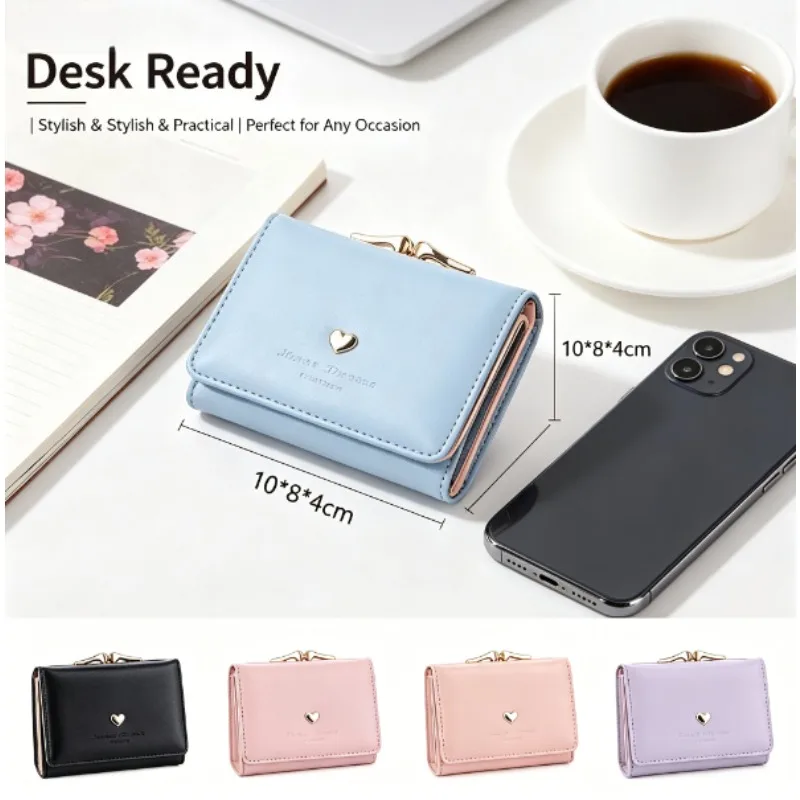 Cartera táctica corta mujer estilo coreano plegable con ranuras