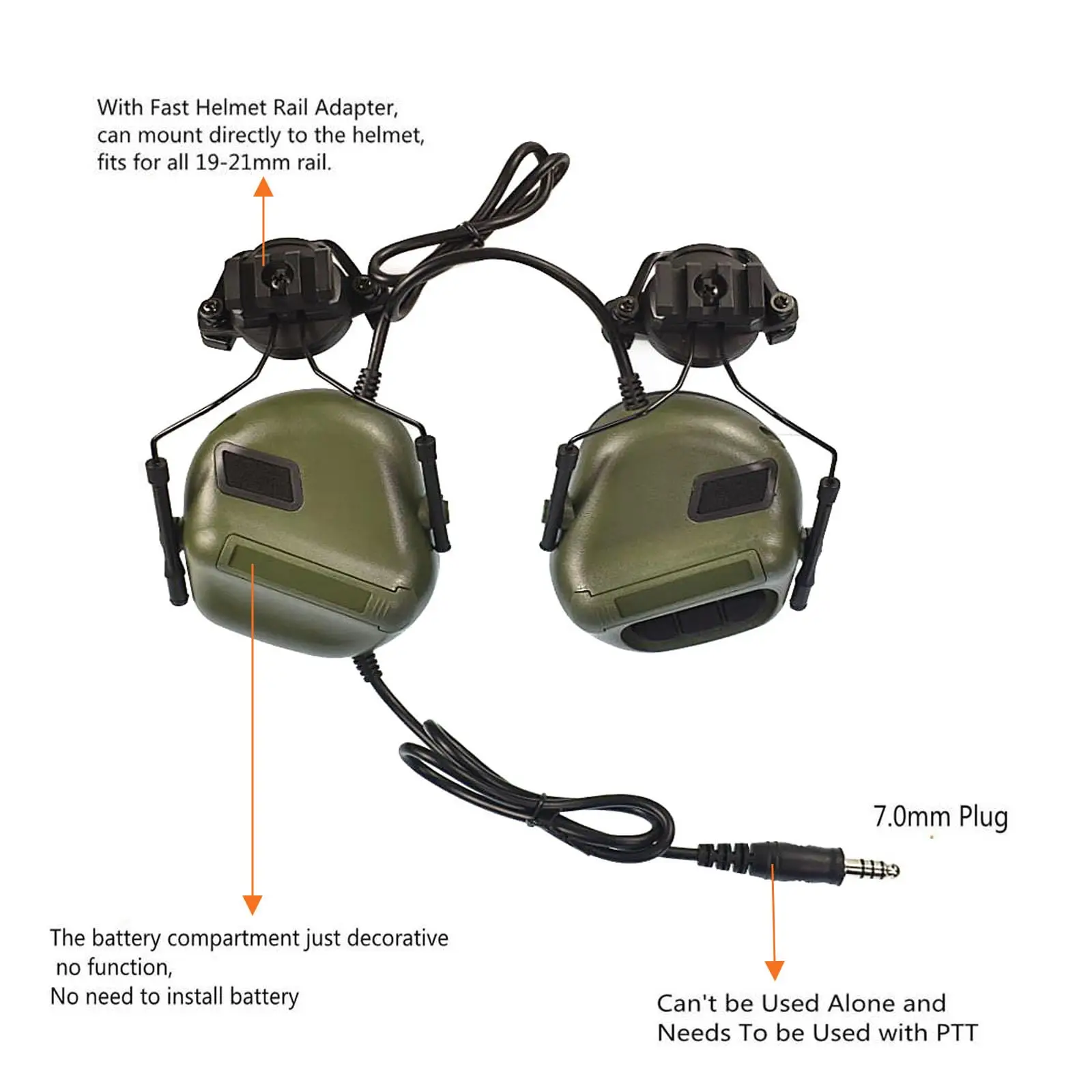 Casco táctico Airsoft rápido con auriculares y viscoespuma ajustable - imagen 5