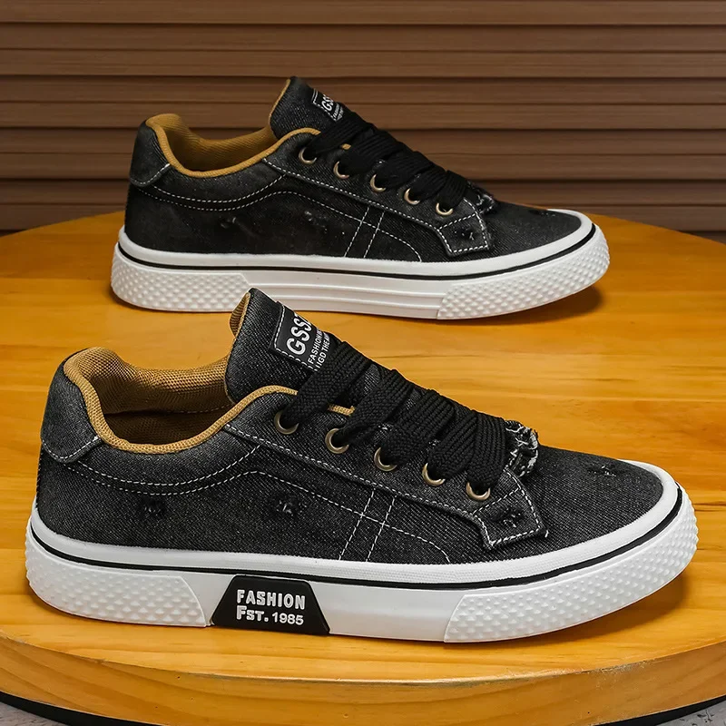 Zapatos de lona retro para hombre, vista lateral