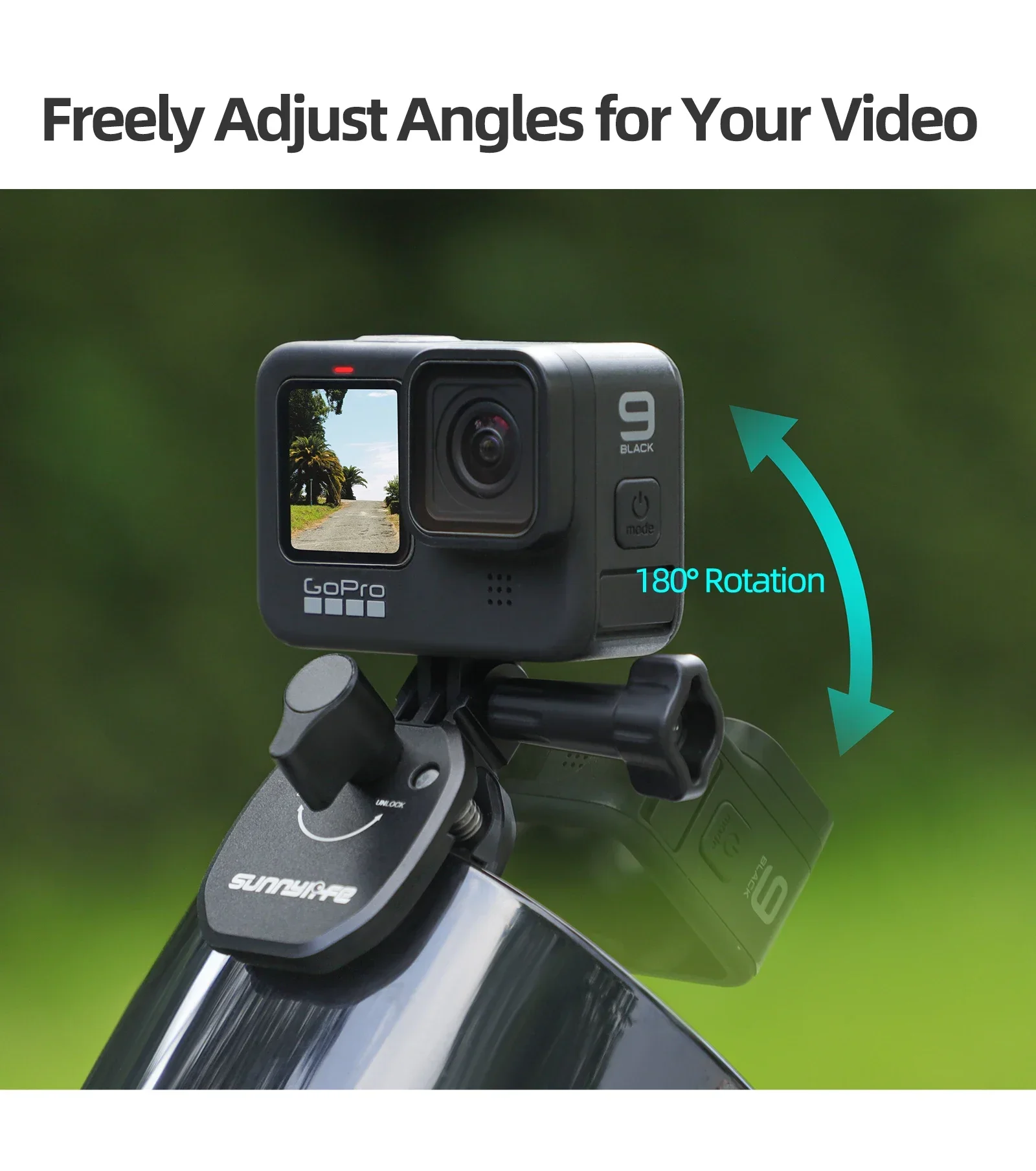 Clip soporte de parabrisas moto para cámaras DJI Action y GoPro