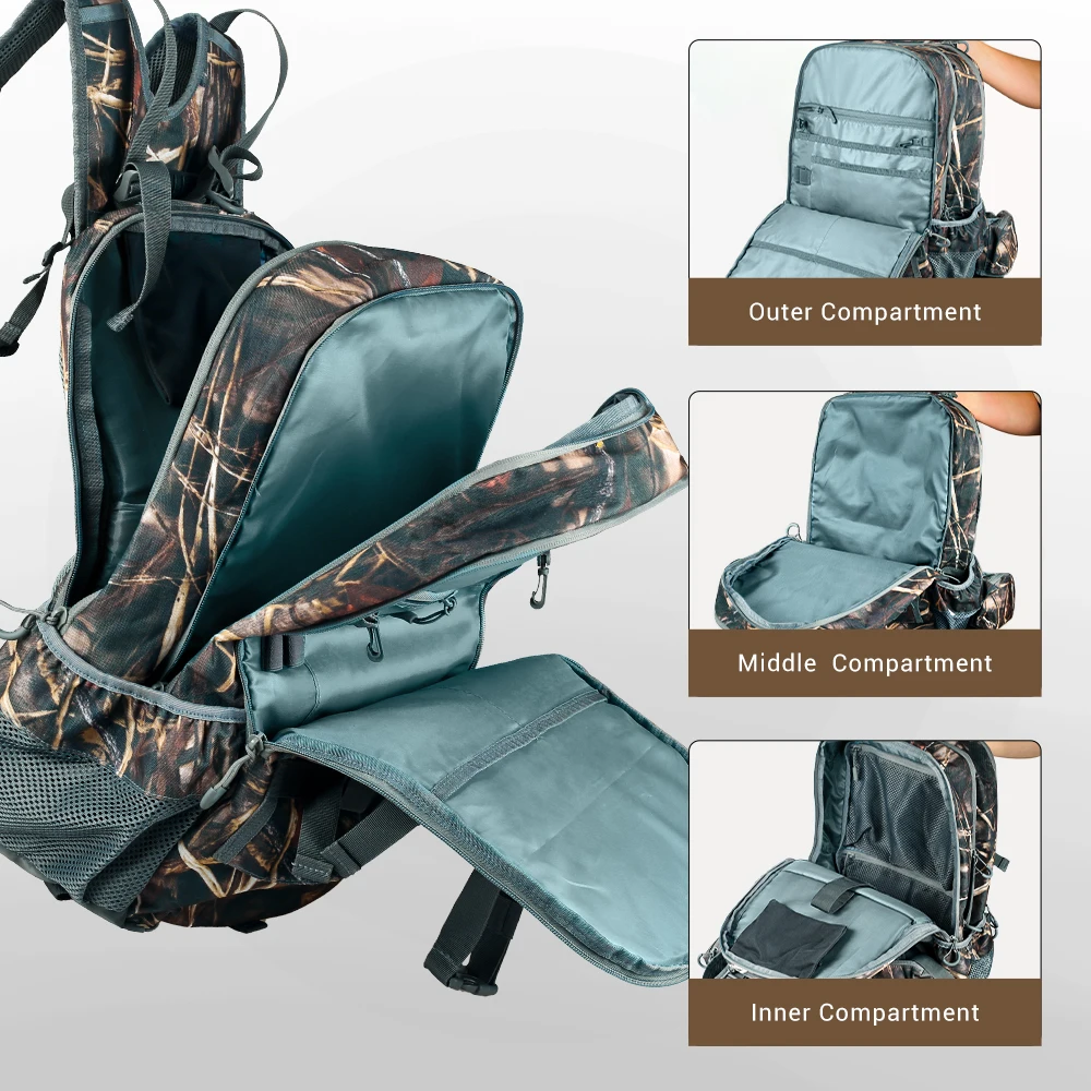 Mochila de caza 40L con soporte para rifle - Camuflaje impermeable - imagen 2