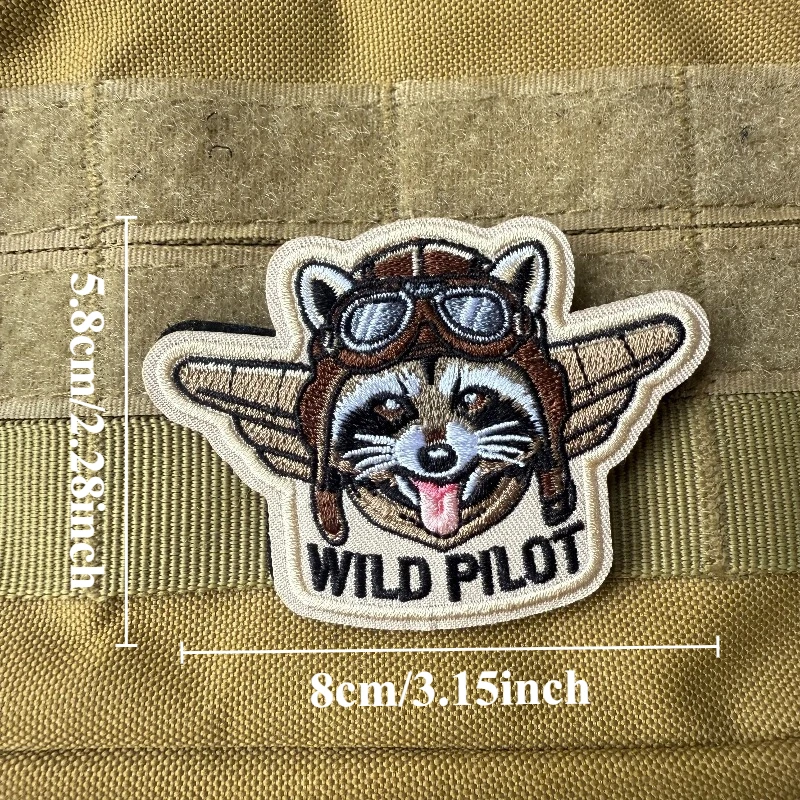 Parche táctico bordado mapache con velcro, insignia para mochila - imagen 3
