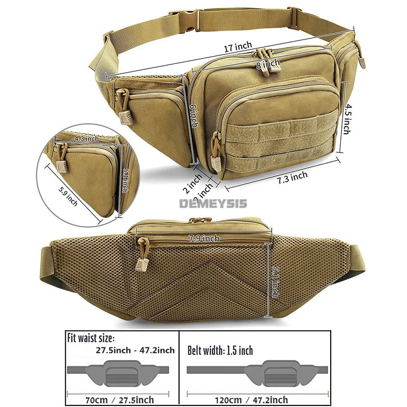 Riñonera táctica de nailon compacta para hombre, bandolera cadera - imagen 3