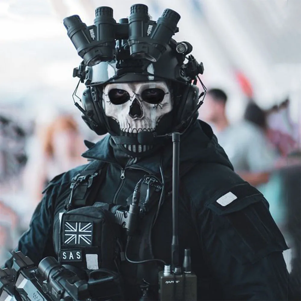Casco táctico Ghost Raid Nocturno con auriculares y calavera - imagen 4