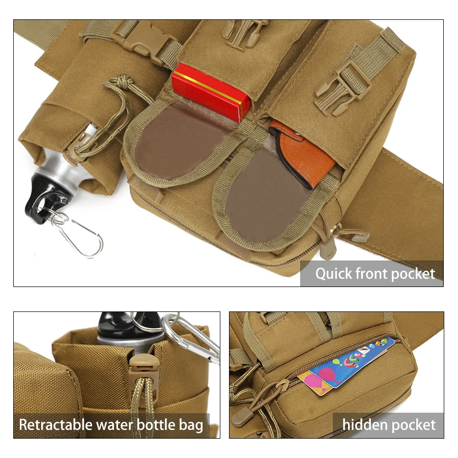 Riñonera táctica con porta botella para exteriores y pesca - imagen 5