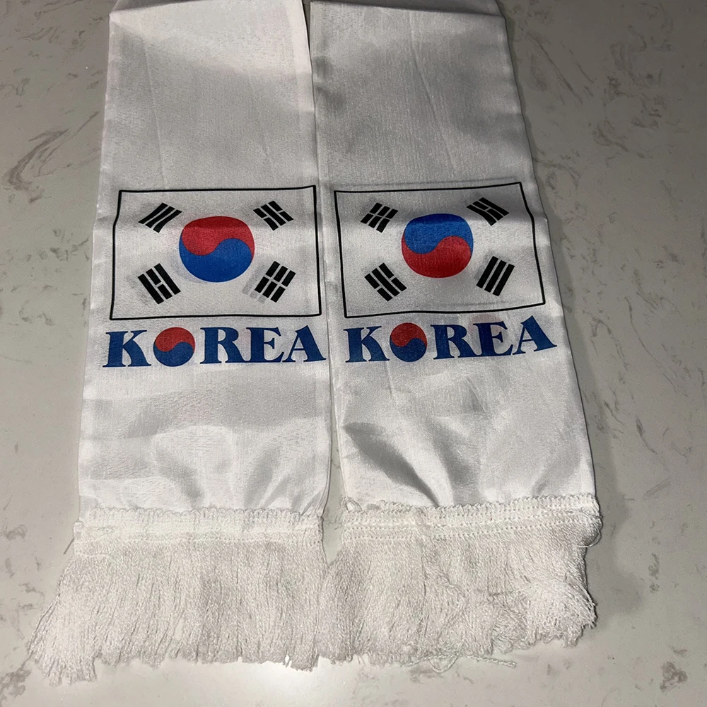 Bufanda de fútbol Corea del Sur satén doble cara con borlas - imagen 5