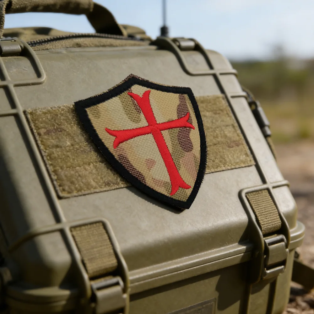 Parche táctico bordado cruz templaria, insignia militar para chaquetas - imagen 5