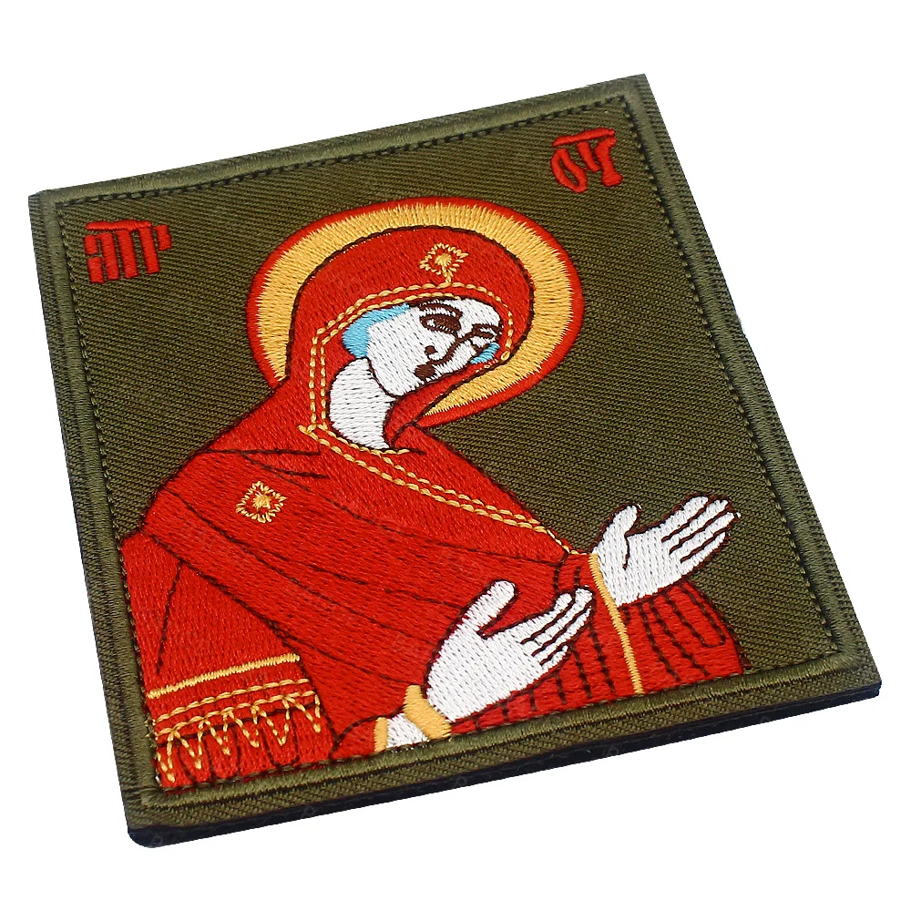 Parche bordado Virgen María – Insignia religiosa para equipamiento - imagen 3