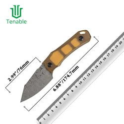 Tenable Loki cuchillo fijo táctico acero D2/Damascus G10/PEI micarta