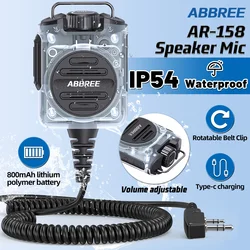 ABBREE AR-158 walkie talkie micrófono altavoz recargable para Baofeng