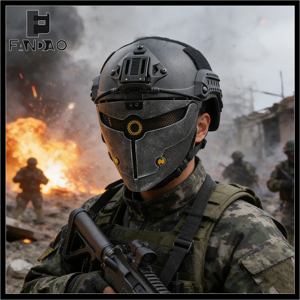 Casco táctico airsoft con máscara de cobertura completa para juego - imagen 2