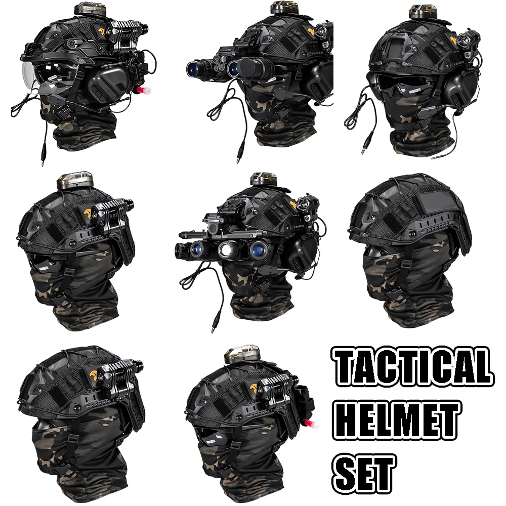 Casco táctico Airsoft con visor y soporte NVG rápido multifunción - imagen 4