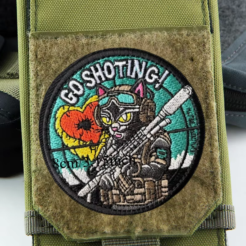 GO SHOTING Parche táctico bordado con velcro para mochila - imagen 5