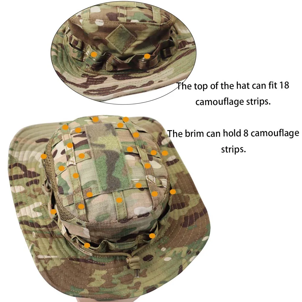 Sombrero bucket táctico con bolsillo oculto y franjas desmontables - imagen 5
