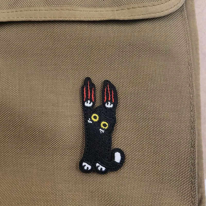 Parche táctico bordado gato negro para mochila y brazalete - imagen 2