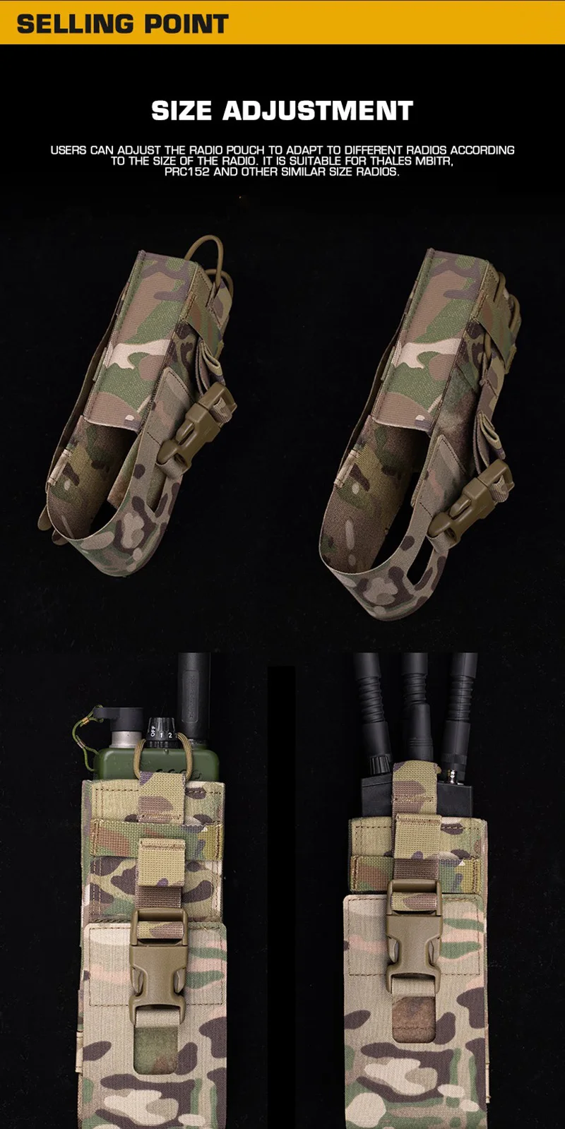 Bolsa verde con correas MOLLE traseras