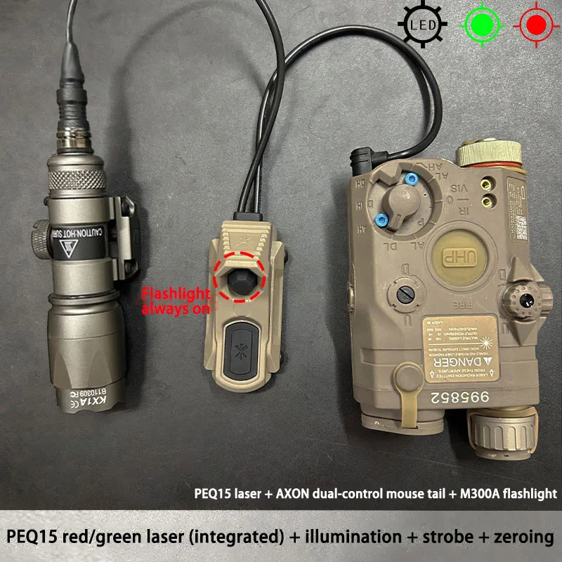 PEQ-15 Linterna táctica con láser rojo y verde LED estroboscópico - imagen 5