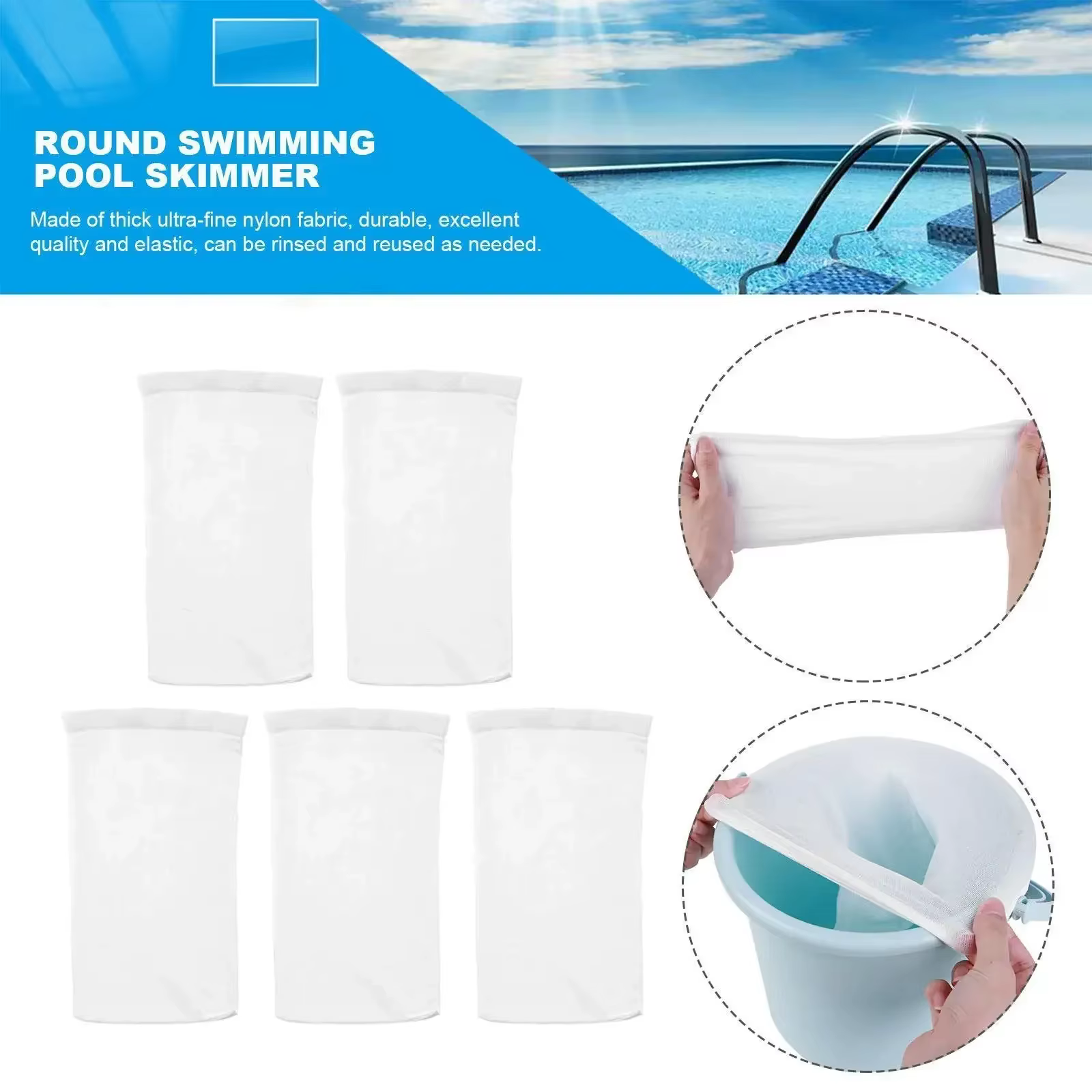Calcetines de malla para skimmer de piscina