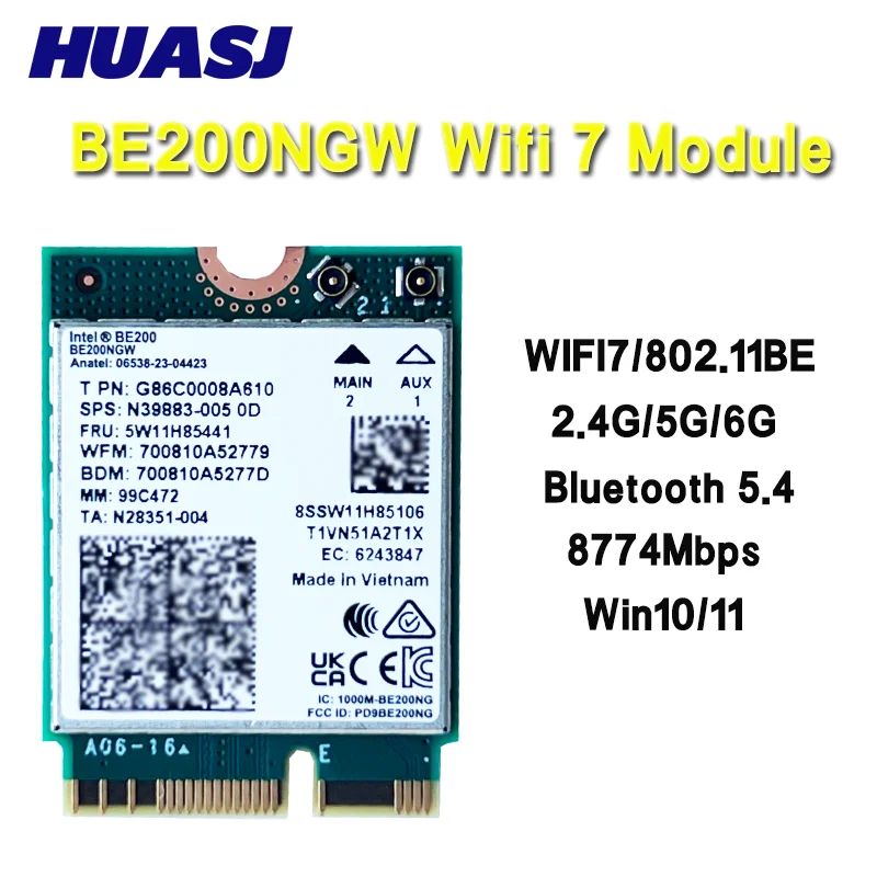 BE200 WiFi 7 tarjeta BE200NGW - Vista frontal del adaptador