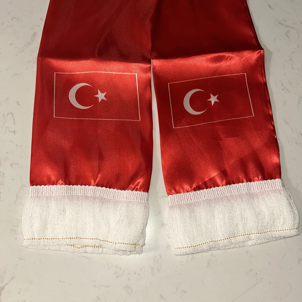 Bufanda de Turquía satén estampada doble cara con borlas para fútbol - imagen 5