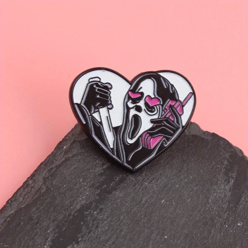 Insignia pin terror con máscara de conejito y teléfono de chicle - imagen 4