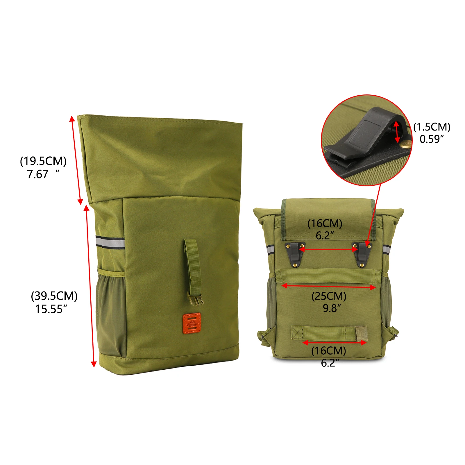 Tourbon Alforja Individual Impermeable Verde para Bicicleta - imagen 2