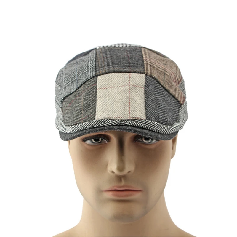 Gorra Newsboy Cuadros Hombre – Boina Twill Espiga con Parches - imagen 5