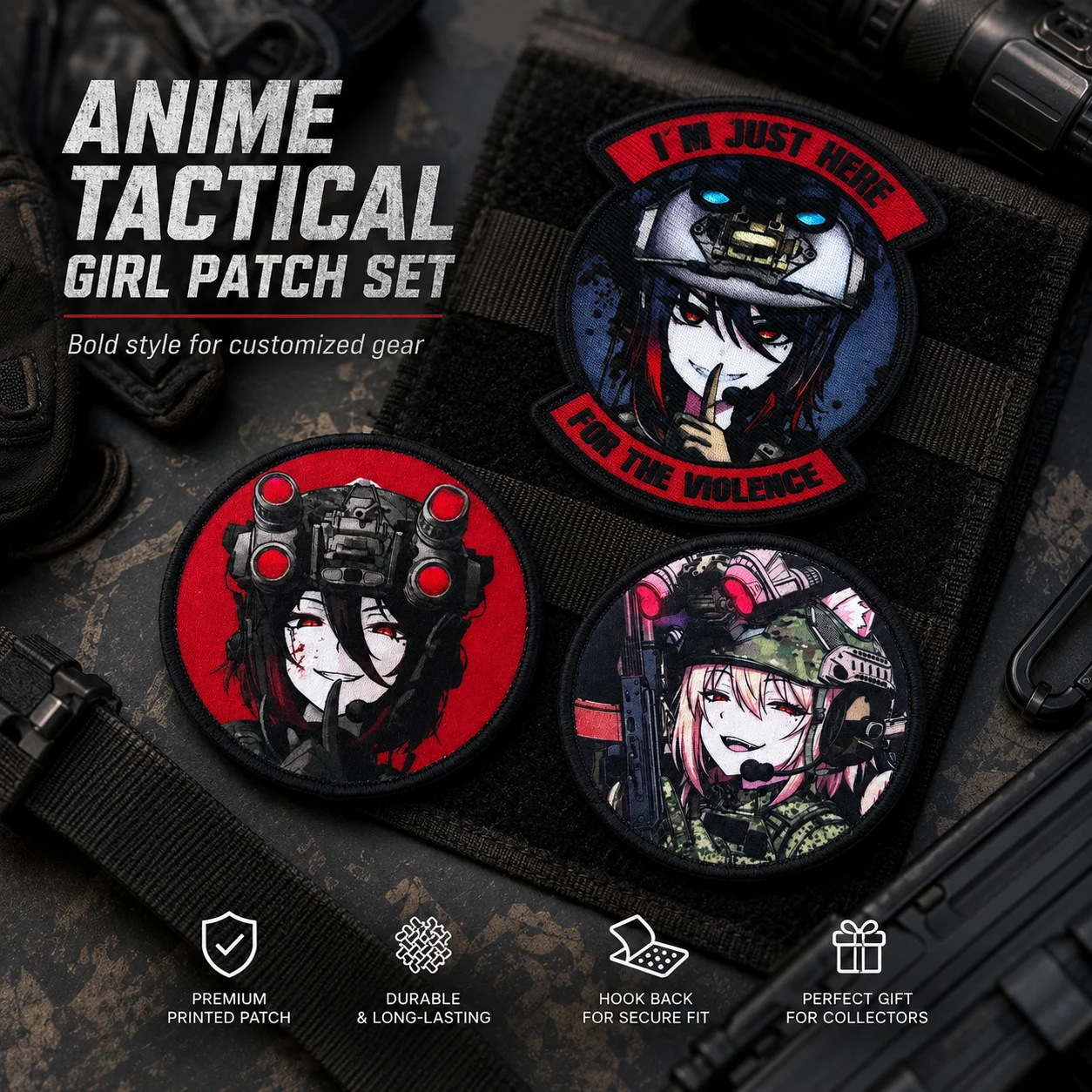 Parche táctico de anime militar con velcro para mochila y casco - imagen 4