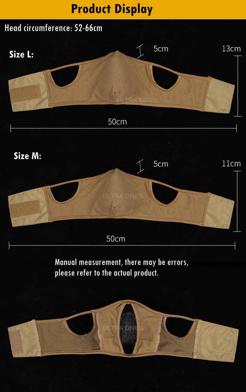 Especificaciones visuales de la máscara