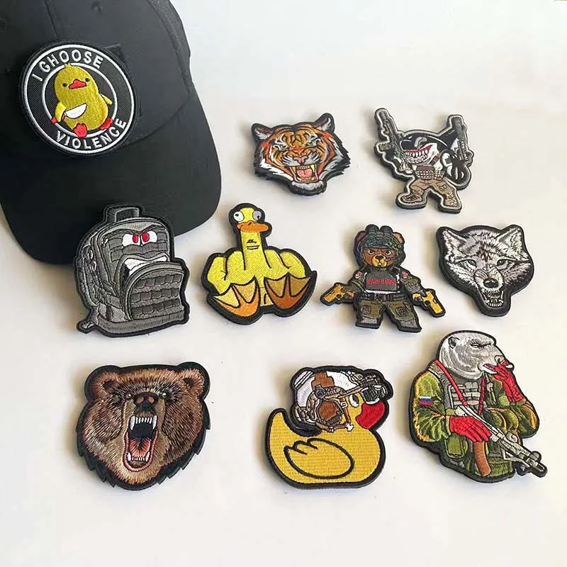 Parches bordados animales para MOLLE táctico: oso, tigre y lobo - imagen 3