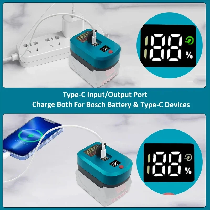 Adaptador de batería carga rápida para herramientas USB‑C USB‑A - imagen 2