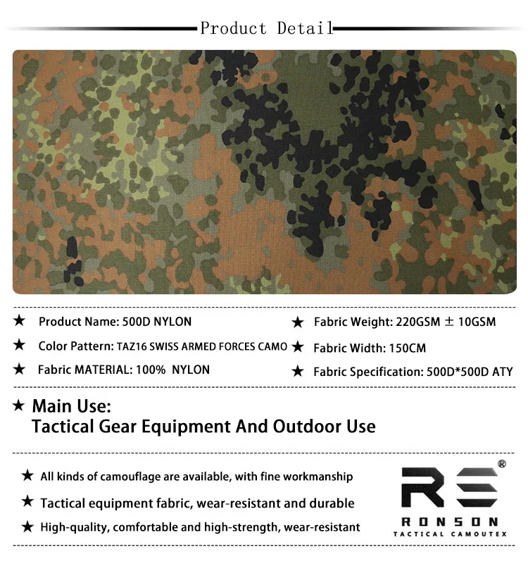 Tela táctica Flecktarn Oxford de nailon 500D