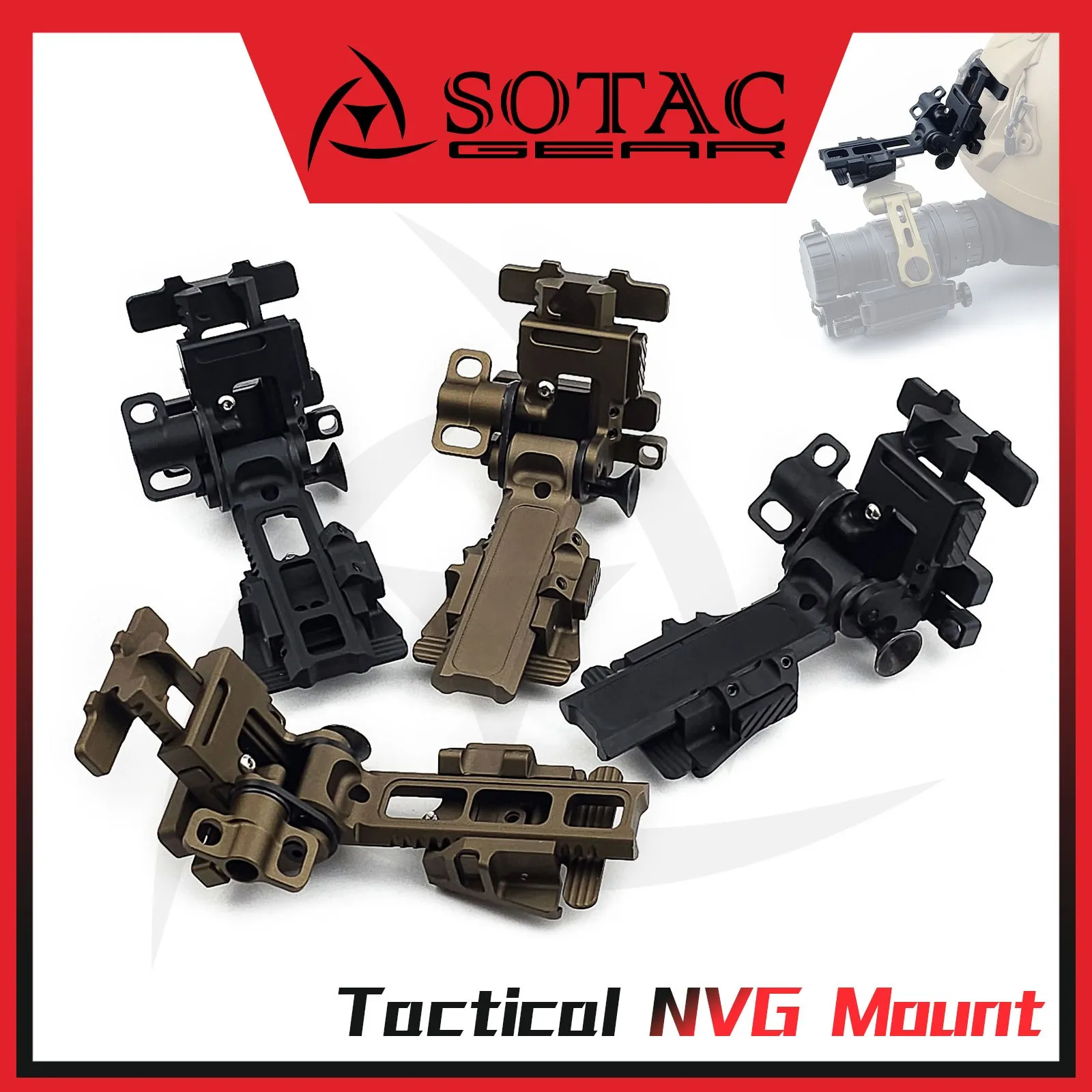 SOTAC-GEAR soporte NVG casco dovetail abatible metálico para visor