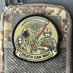 Parche táctico Death Can Wait, moral impresa con velcro