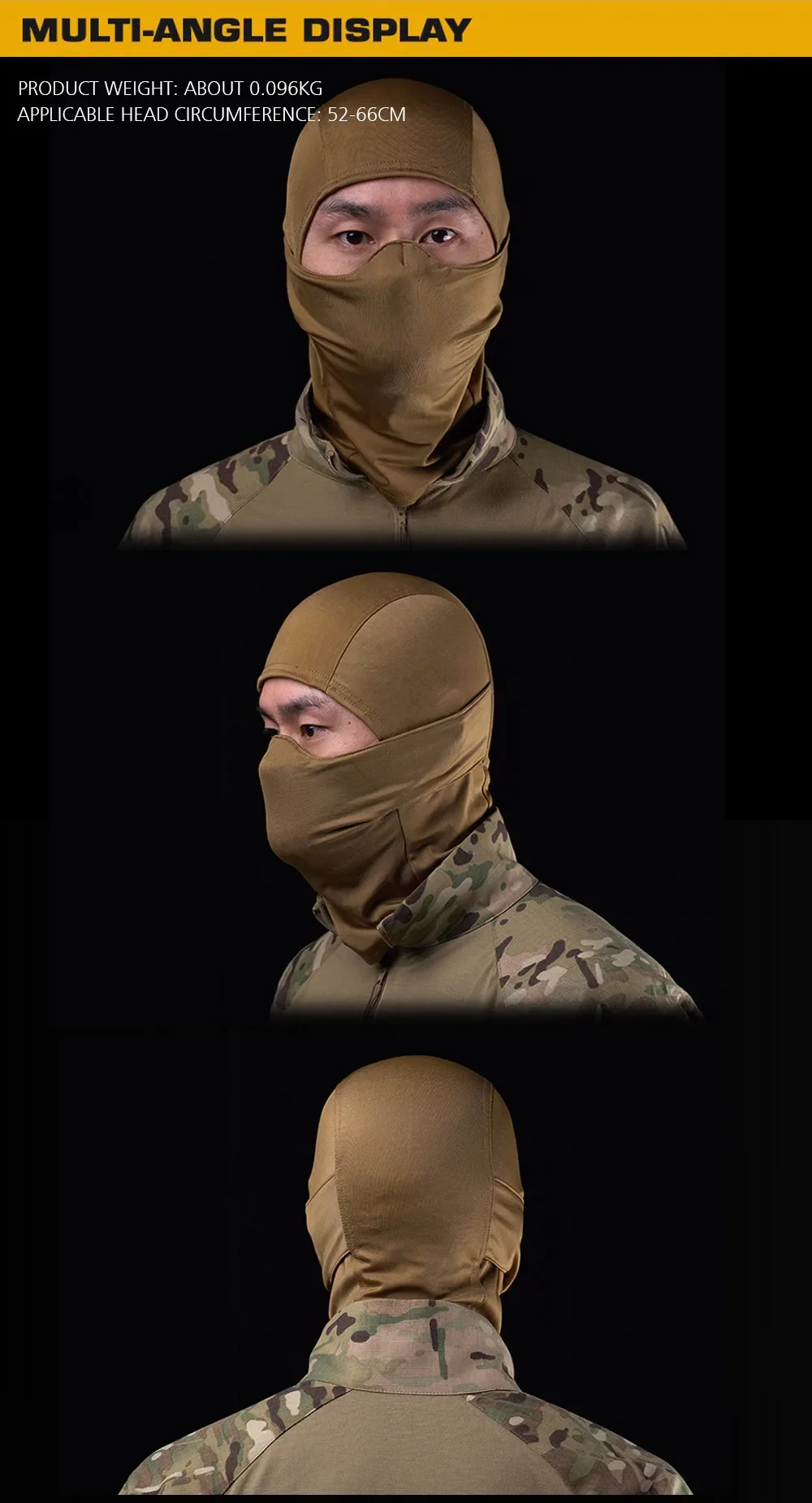 Imagen lateral que muestra el ajuste elástico y el camuflaje verde