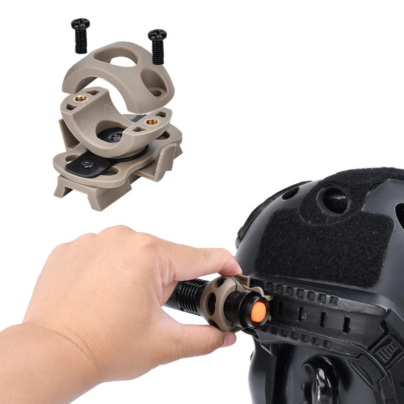 Soporte linterna táctica para casco con anillo de liberación rápida