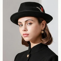 Sombrero fedora de fieltro de ala ancha estilo jazz