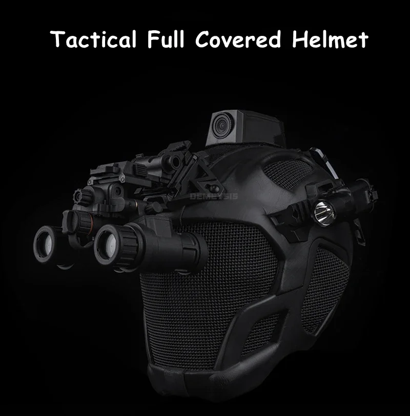 Casco táctico con máscara facial completa