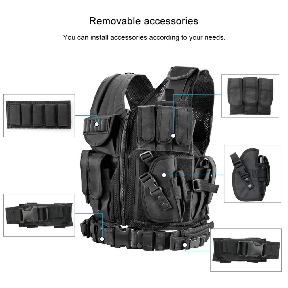 Chaleco táctico SWAT Multibolsillo Airsoft – Ligero combate - imagen 2