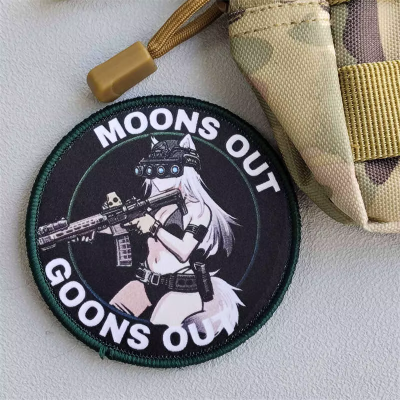 Parches tácticos gancho y bucle estampado Moons Out Goons para ropa